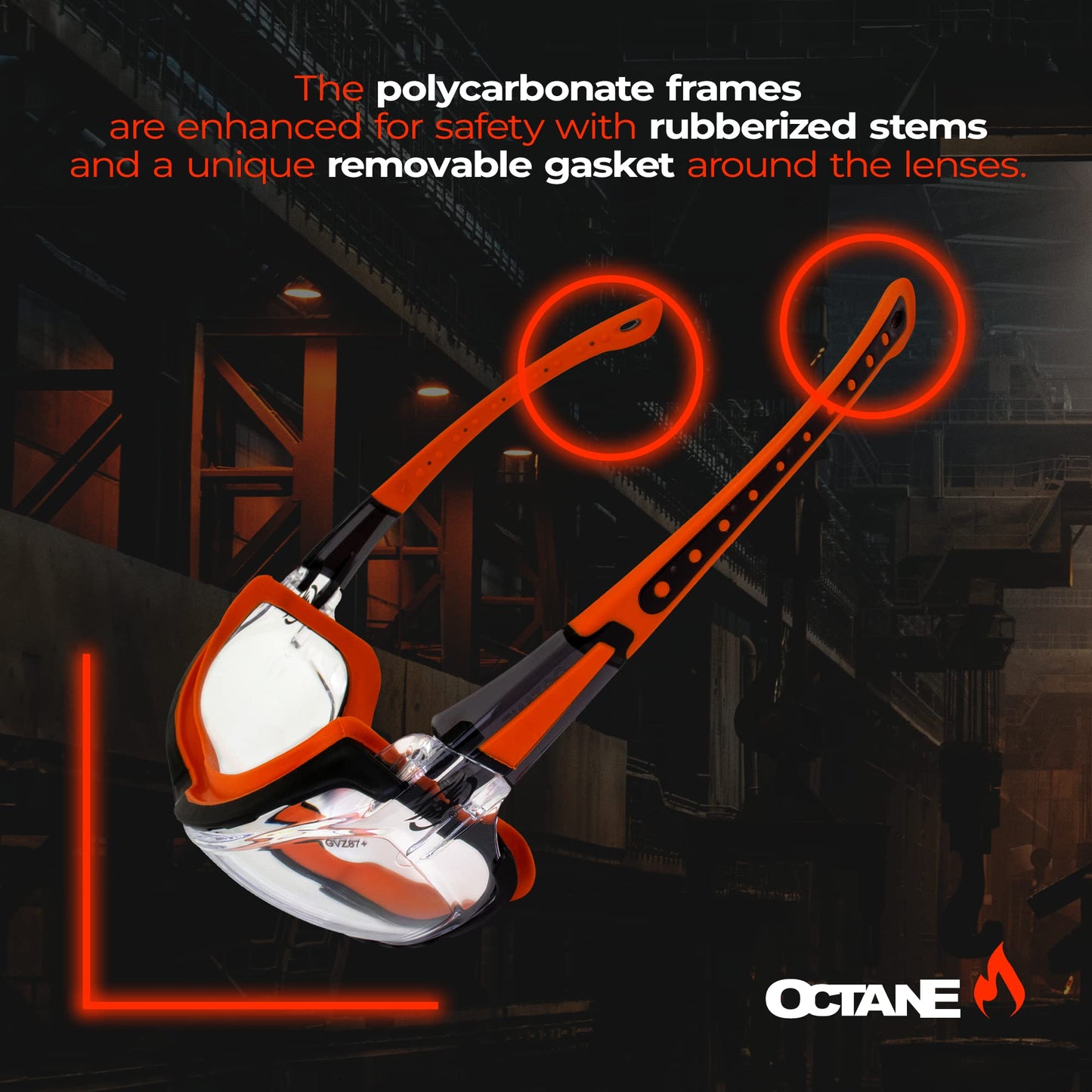 Global Vision Octane Anti-Fog Sport Motorcycle Sunglasses Orange Frame w/Clear Lenses