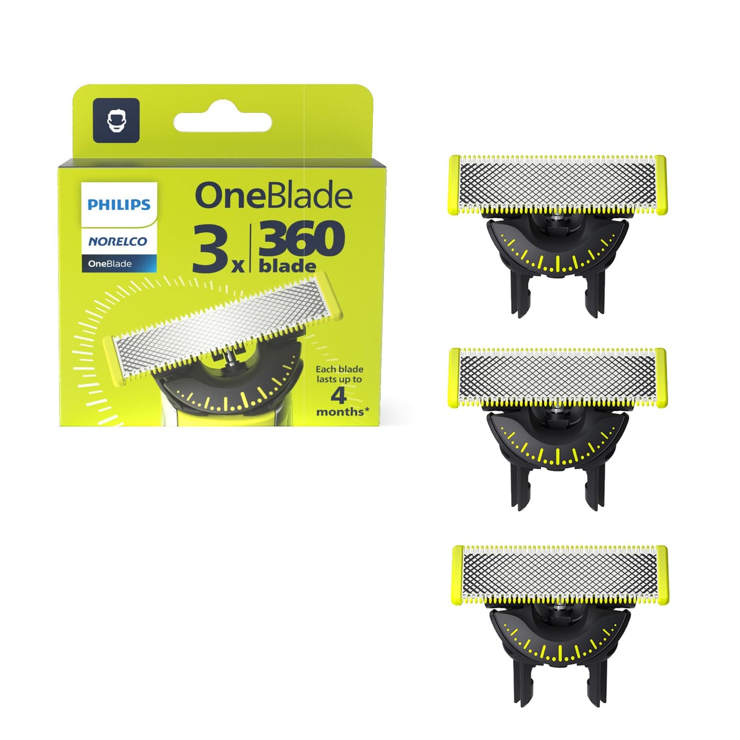 Philips Norelco OneBlade 360 Blades, Genuine Replacement Blades for OneBlade Electric Shaver and Trimmer, Durable Stainless Steel, Trim, Edge Beauty and Personal Care Norelco Default Title