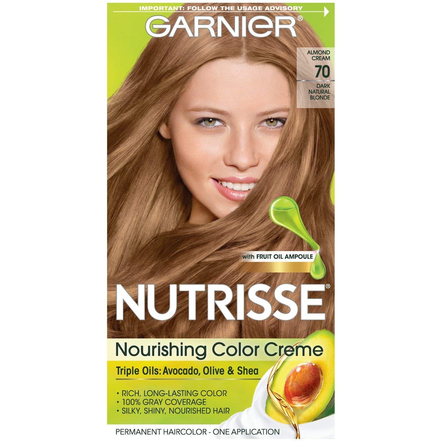 Garnier Nutrisse Haircolor - 70 Almond Creme (Dark Natural Blonde) 1 Each (Pack of 3)