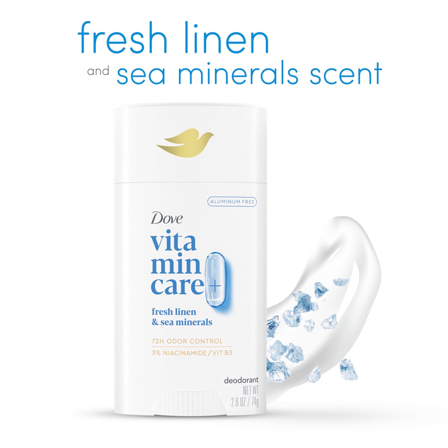 Dove VitaminCare+ Deodorant Stick Fresh Linen & Sea Mineral Aluminum Free 2.6 oz Beauty and Personal Care Dove