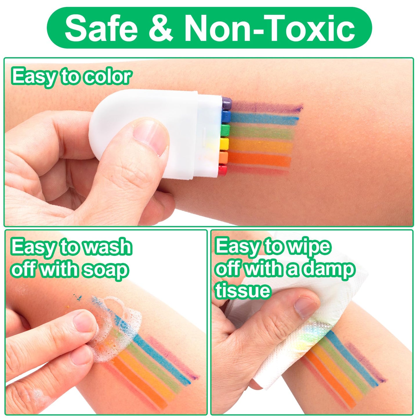 Lekgavd 2PCS Rainbow Face Body Paint, Pride Makeup Supplies, Face Painting Crayons for Pride Day, Celebrations Party, Festivals for Men, Women