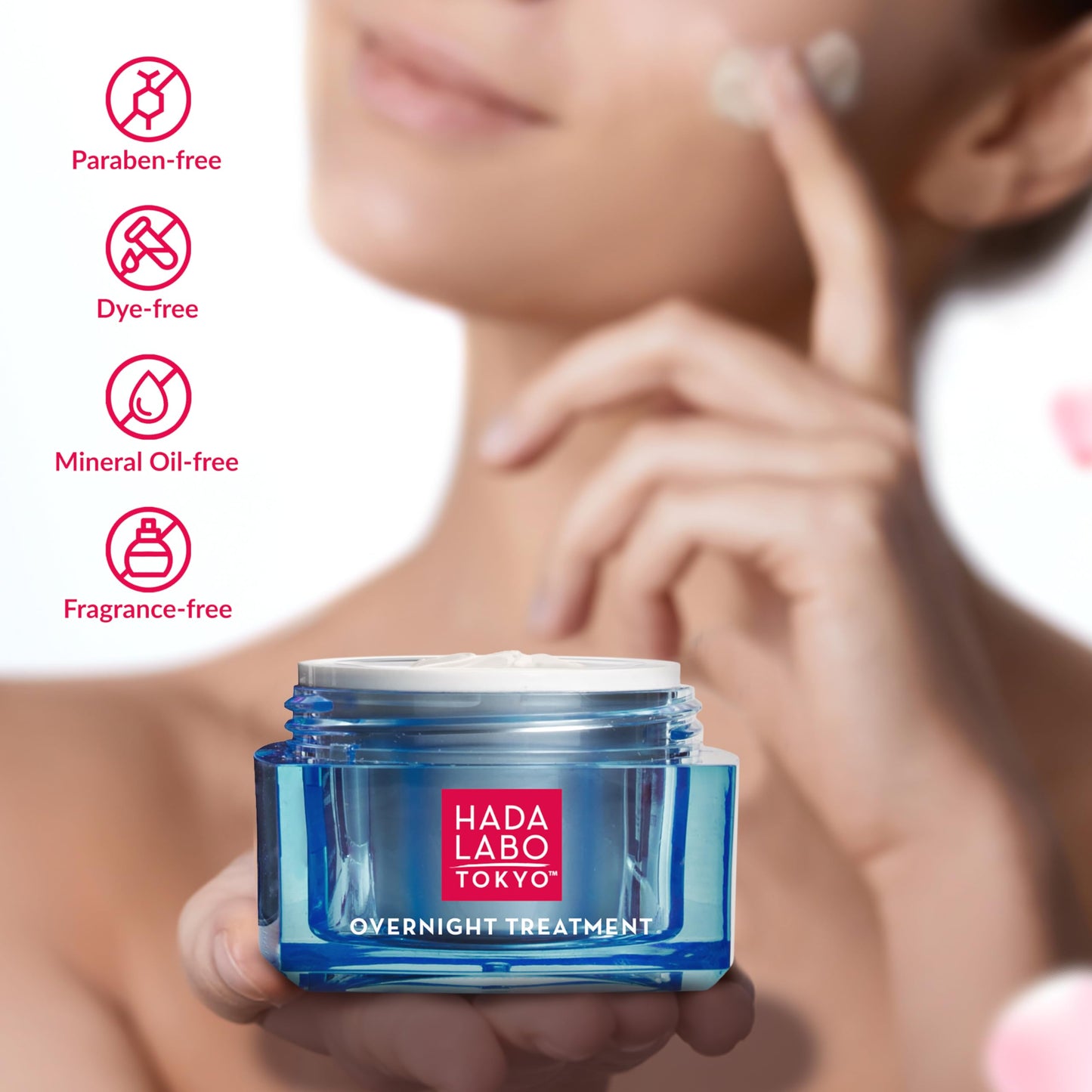 Hada Labo Tokyo Anti-Aging Overnight Treatment, Hyaluronic Acid Night Cream for Intense Hydration, Skin Renewal With Collagen, Japanese Honeysuckle