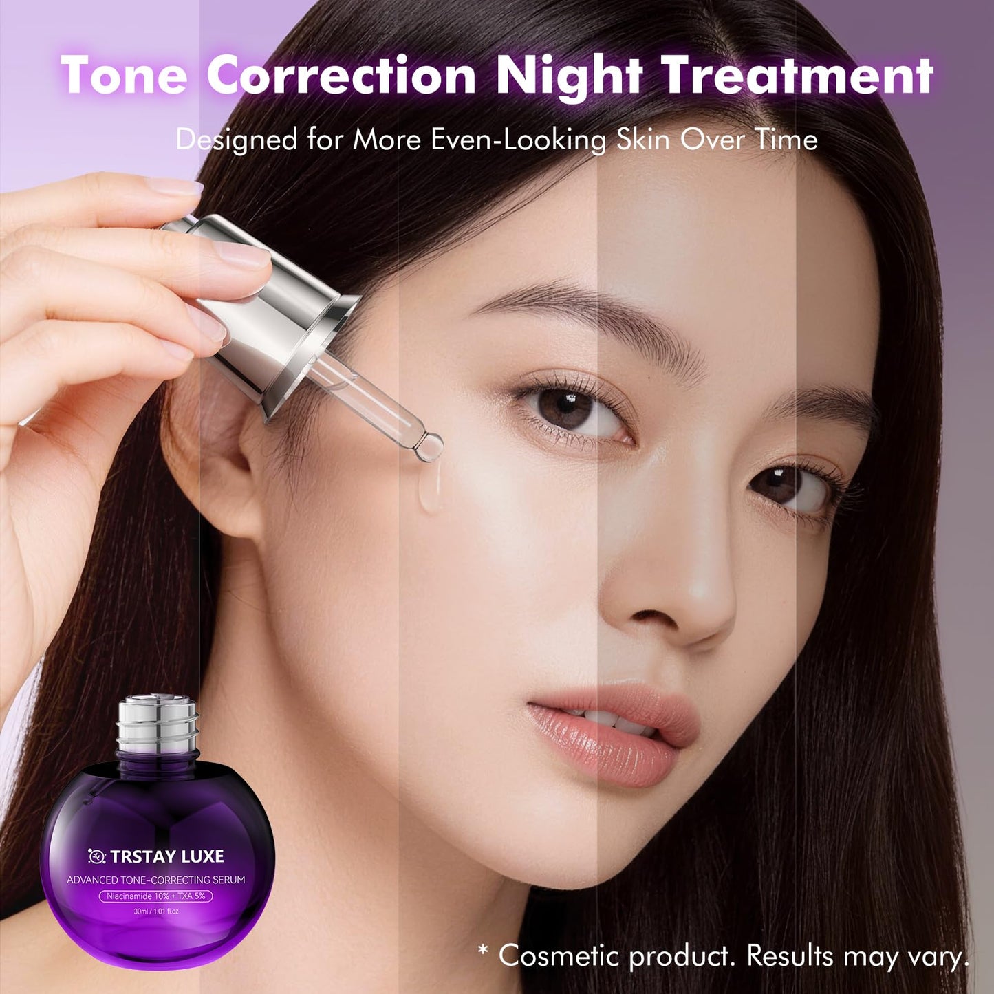 TRSTAY LUXE Night Serum for Uneven Skin Tone, Dark Spots & Post-Blemish Marks, 10% Niacinamide, 5% Tranexamic Acid, 2% Alpha-Arbutin + Ethyl Vitamin