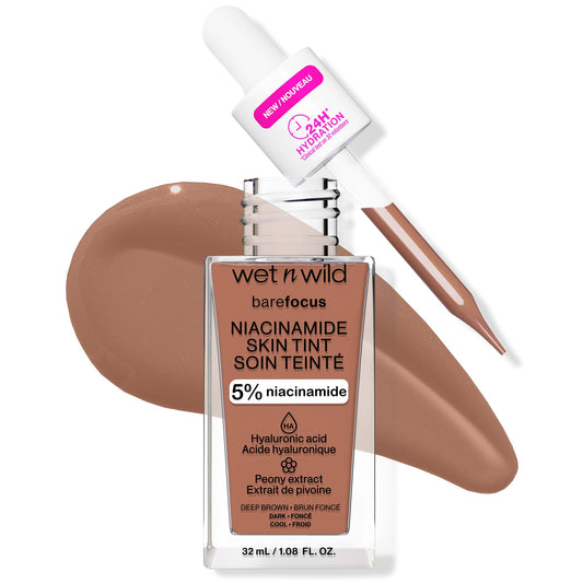 wet n wild Bare Focus Skin Tint, 5% Niacinamide Enriched, Buildable Sheer Lightweight Coverage, Natural Radiant Finish, Hyaluronic & Vitamin Hydration
