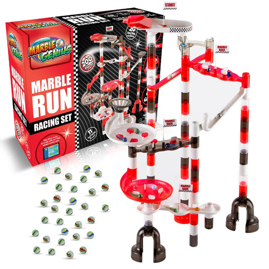 Marble Genius 200pcs Marble Run Racing Set – STEM Marble Maze Tower & Race Track Building Toy for Kids, Educational Learning Gift