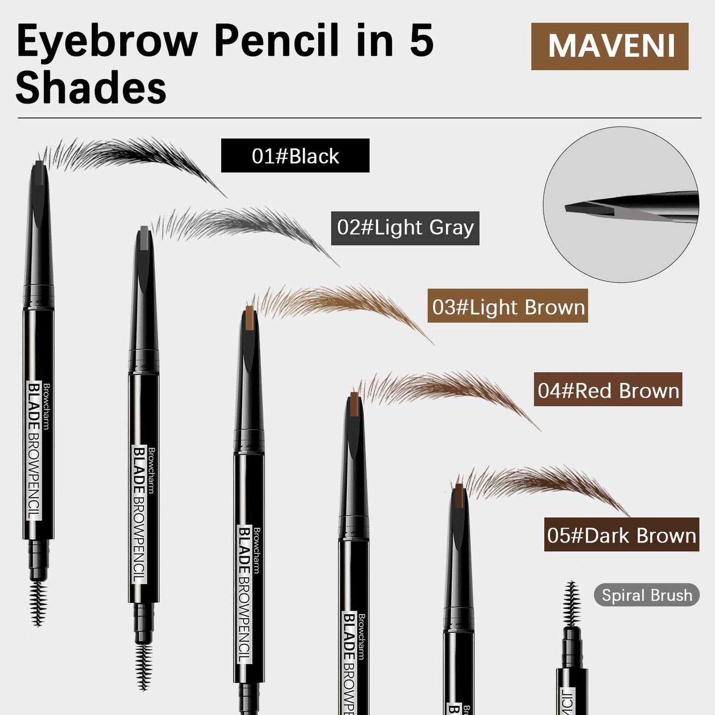 MAVENI Browcharm Microblading Eyebrow Pencil for Women,0.1mm Ultra-Fine Mechanical Pencil,Makeup Brow Definer Waterproof,Draws Tiny Brow Hairs…