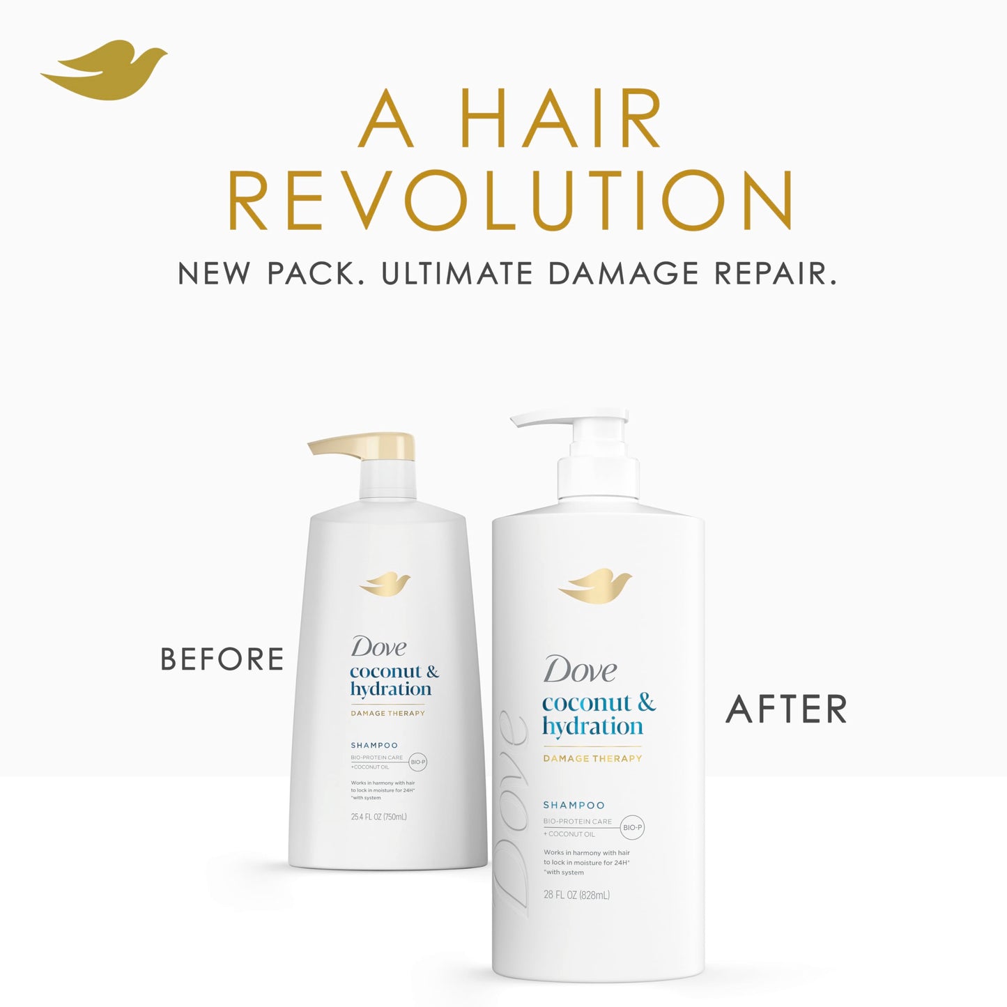 Dove Shampoo Coconut & Hydration for Dry Hair with Bio-Protein Care Technology and Coconut Oil 28 Fl Oz