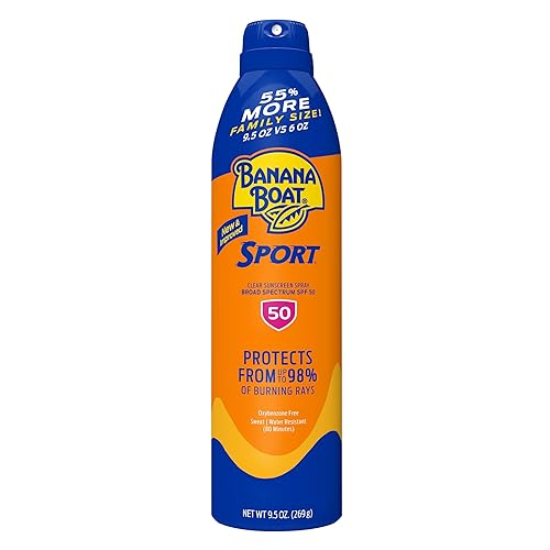 Banana Boat Sport Ultra SPF 50 Sunscreen Spray, 9.5oz, Banana Boat Sunscreen Spray SPF 50, Oxybenzone Free Sunscreen, Spray On Sunscreen, Water