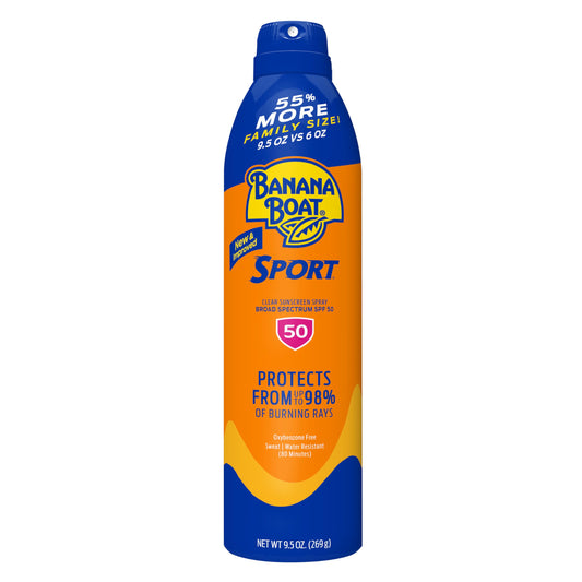 Banana Boat Sport Ultra SPF 50 Sunscreen Spray, 9.5oz, Banana Boat Sunscreen Spray SPF 50, Oxybenzone Free Sunscreen, Spray On Sunscreen, Water