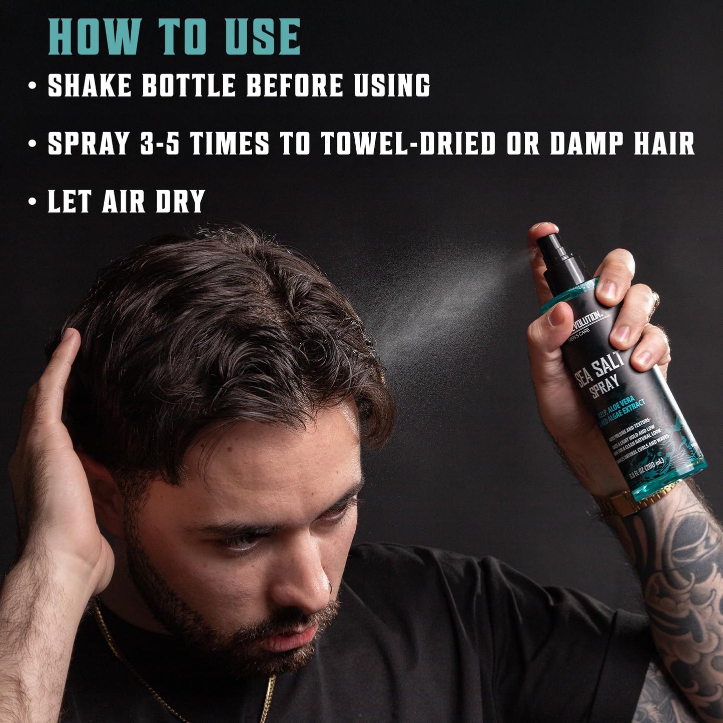 Viking Revolution Sea Salt Spray for Men - Hair Texturizing Spray with Kelp, Aloe Vera and Red Algae Extract - Surf Sprays to Add Volume and Texture