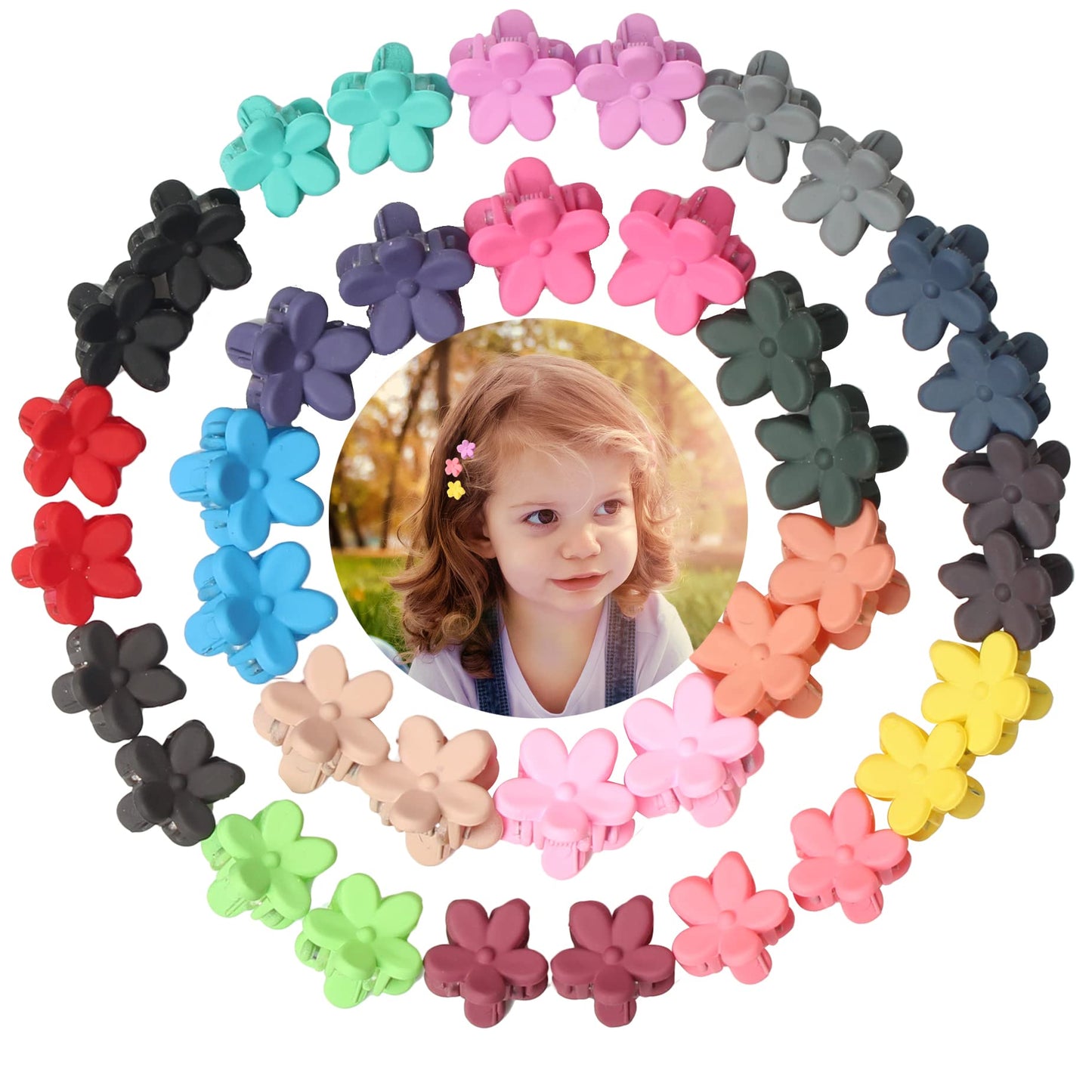 40Pcs Baby Girls Hair Bangs Mini Hair Claw Clip Kids Hair Pin 20 Colors for Girls (Flower)