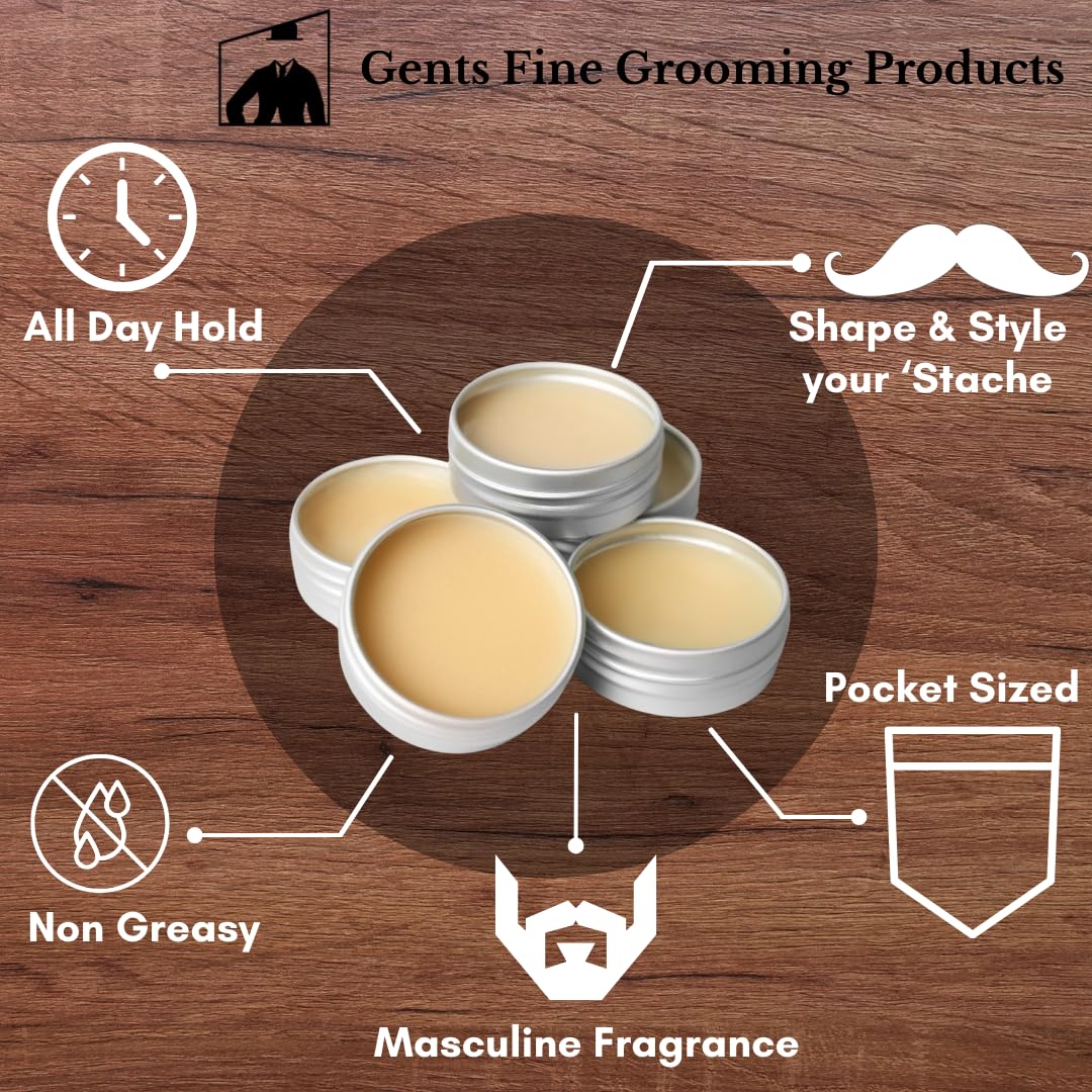 G.B.S Strong Hold Scent Variety Mustache Wax, Easy Application, Restyleable, long lasting hold with Styling Comb (1.7 oz) (3 Pack, Sandalwood, Sweet Beauty and Personal Care G.B.S