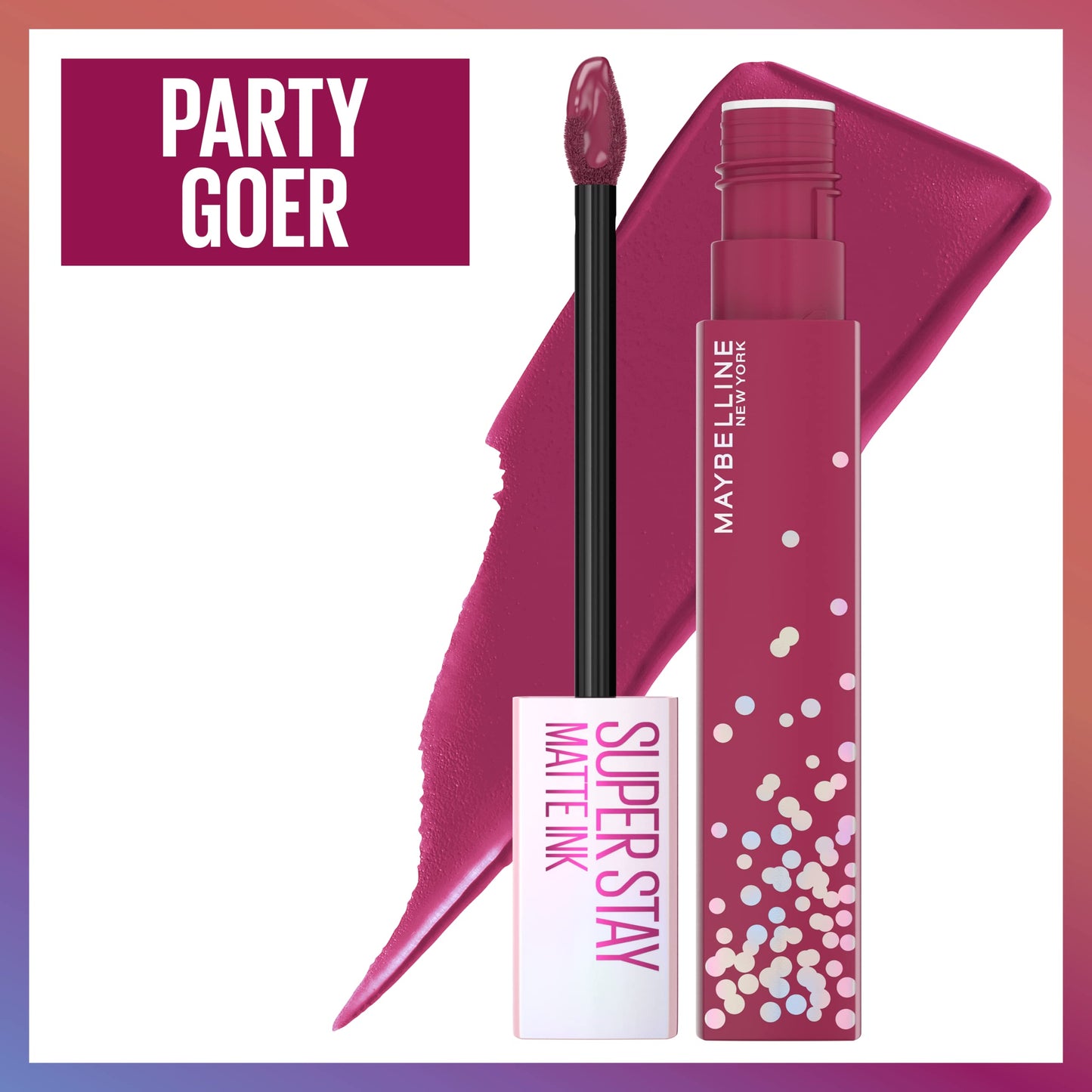 MAYBELLINE New York Super Stay Matte Ink Liquid Lipstick, Transfer Proof, Long Lasting, Limited Edition Birthday Cake Scented Shades, Party Goer, 0.17