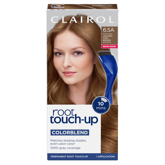 Clairol Root Touch-Up by Nice'n Easy Permanent Hair Dye, 6.5A Lightest Cool Brown Hair Color | 100% Gray Coverage | Easy Brush Application | Matches