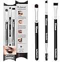 Eyebrow Brush - Duo Eye Brow Spoolie - Angled Eyeshadow Eyeliner - Precision Flat Definer - Small Shader - 3 Piece Makeup Brush Set - Cruelty Free