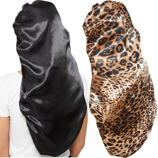Wbfwbb 2 Pcs Silk Bonnet for Women Satin, Soft Elastic Band Silky Sleeping Cap Big Bonnets for Braids Black,Brown Beauty and Personal Care Wbfwbb Default Title