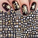 Christmas Nail Stickers, 3D Metal Gold Snowflake Nail Decals White Snowflake Elk Snowman Santa Claus Tree Christmas Bell Xmas Winter Nail Art Design