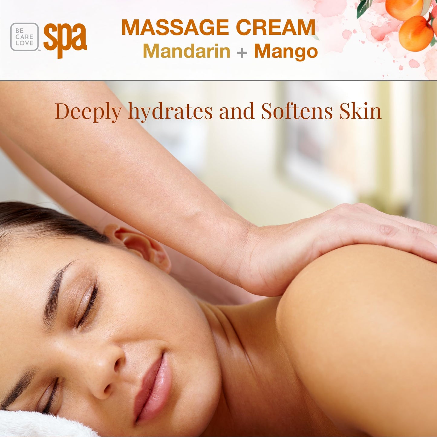 BCL SPA Massage Cream organic Mandarin + Mango body lotion with shea butter, aloe vera, peppermint, argan and jojoba oils, body cream to invigorate