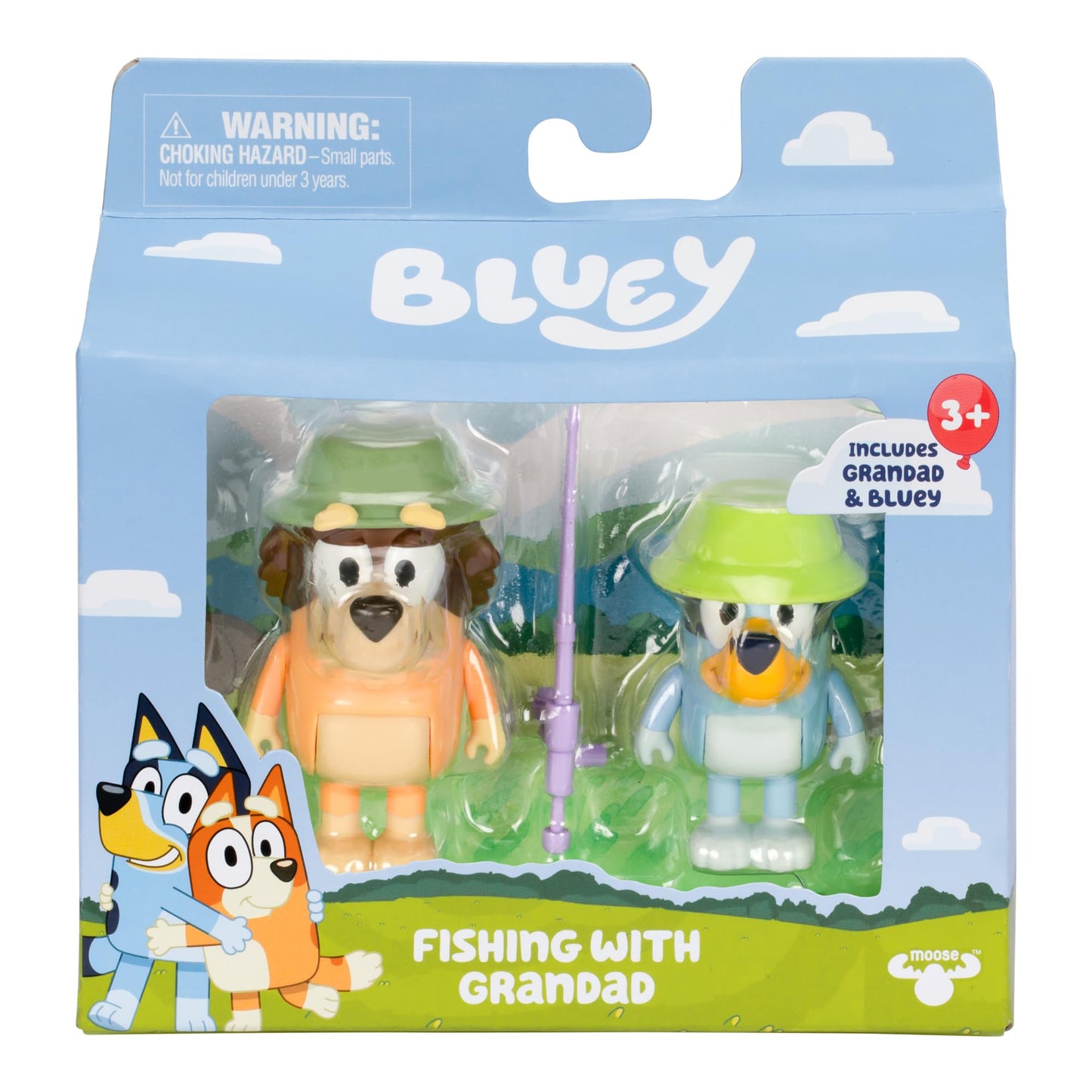 Bluey Figure 2-Pack - Fishing with Grandad, 2.5 Inch Figures with Accessories, Kids Can Recreate Their Favorite Moments from The Episode - Grandad