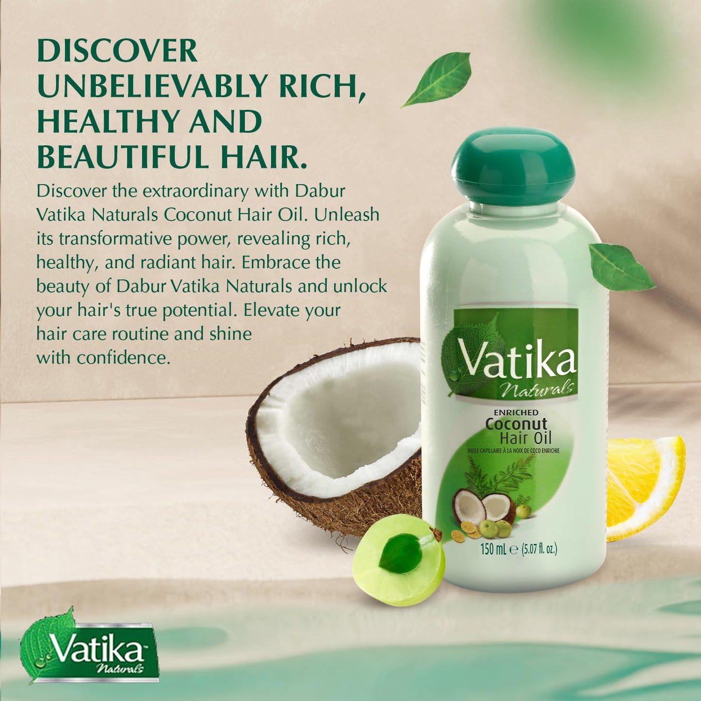 Dabur Vatika Enriched Coconut Hair Oil 150ml (Pack of 2)