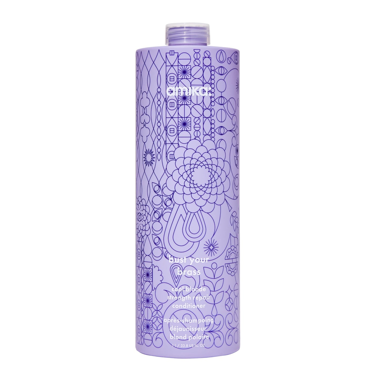 amika bust your brass cool blonde strength repair conditioner, 1000ml