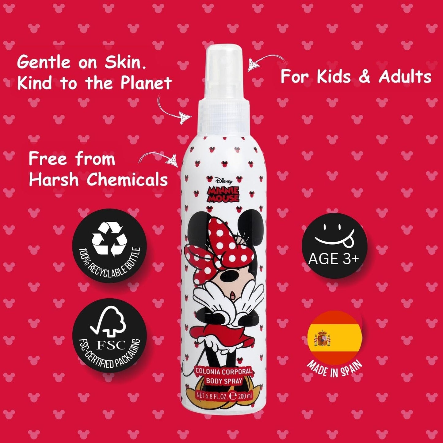 Disney Minnie Mouse Body Spray for Girls by Air Val International, Multi, 6.8 Ounce