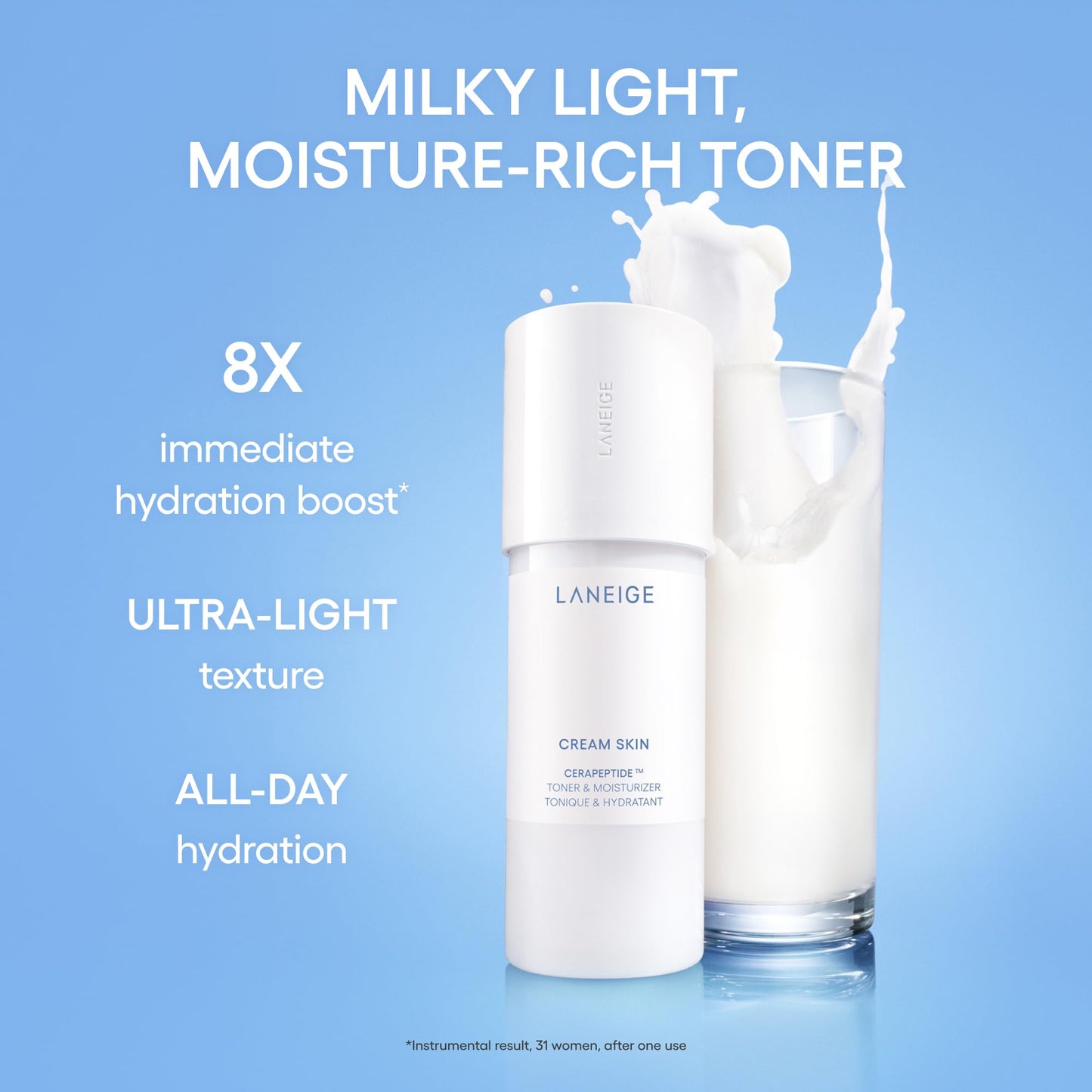LANEIGE Cream Skin Face Hydrating Milky Toner: Lightweight Refillable Korean Toner & Moisturizer with Ceramides & Peptides for Soothing Hydration Beauty and Personal Care LANEIGE