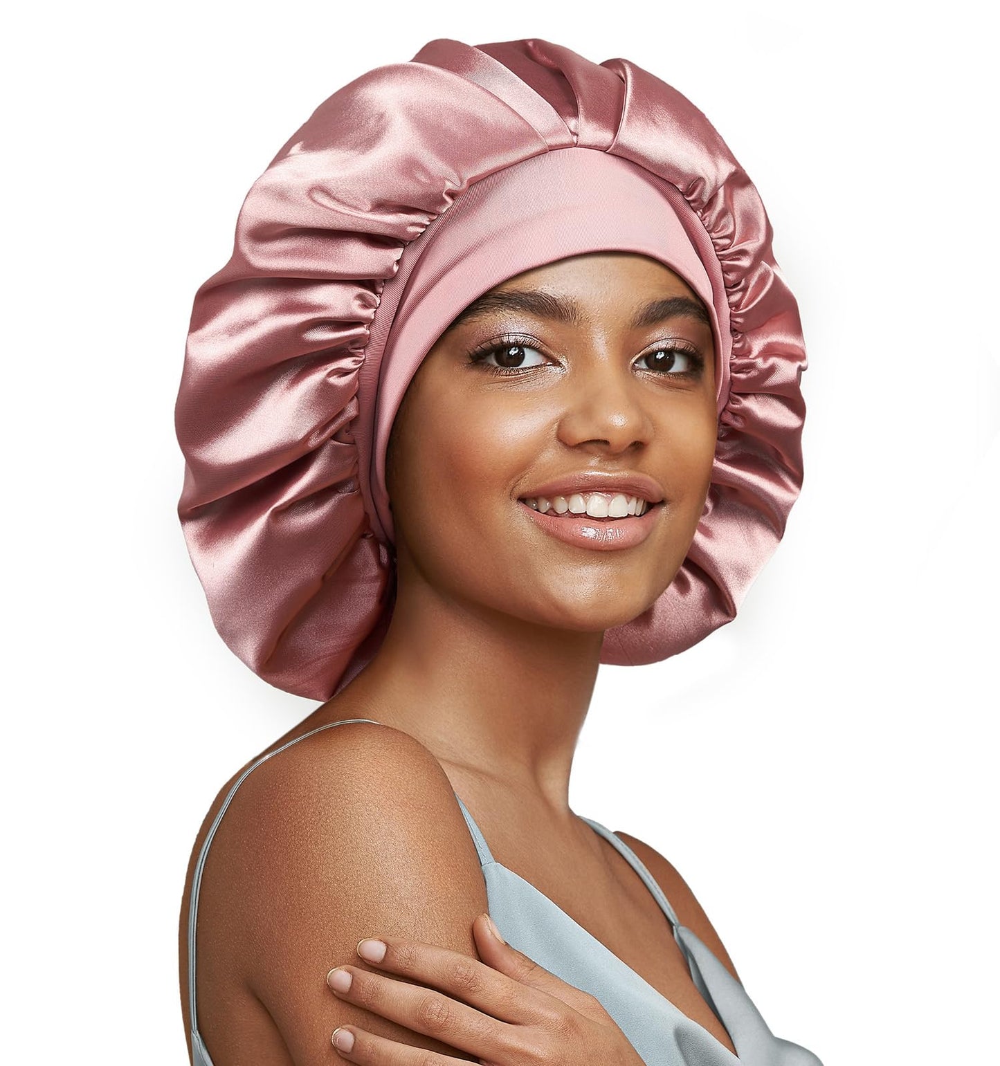 22 Momme 100% Mulberry Silk Lined Bonnet for Sleeping Women, Large Hair Bonnet for Long Curly Hair, Double Layer Hair Wrap with Soft Elastic Band Beauty and Personal Care Umisleep