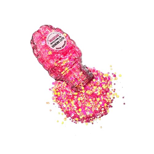 Neva Nude Face and Body Glitter Keychain - Holographic Chunky Loose Glitter for Festivals, Raves, and More | Cosmetic Grade | Super Sparkly (Raspberry