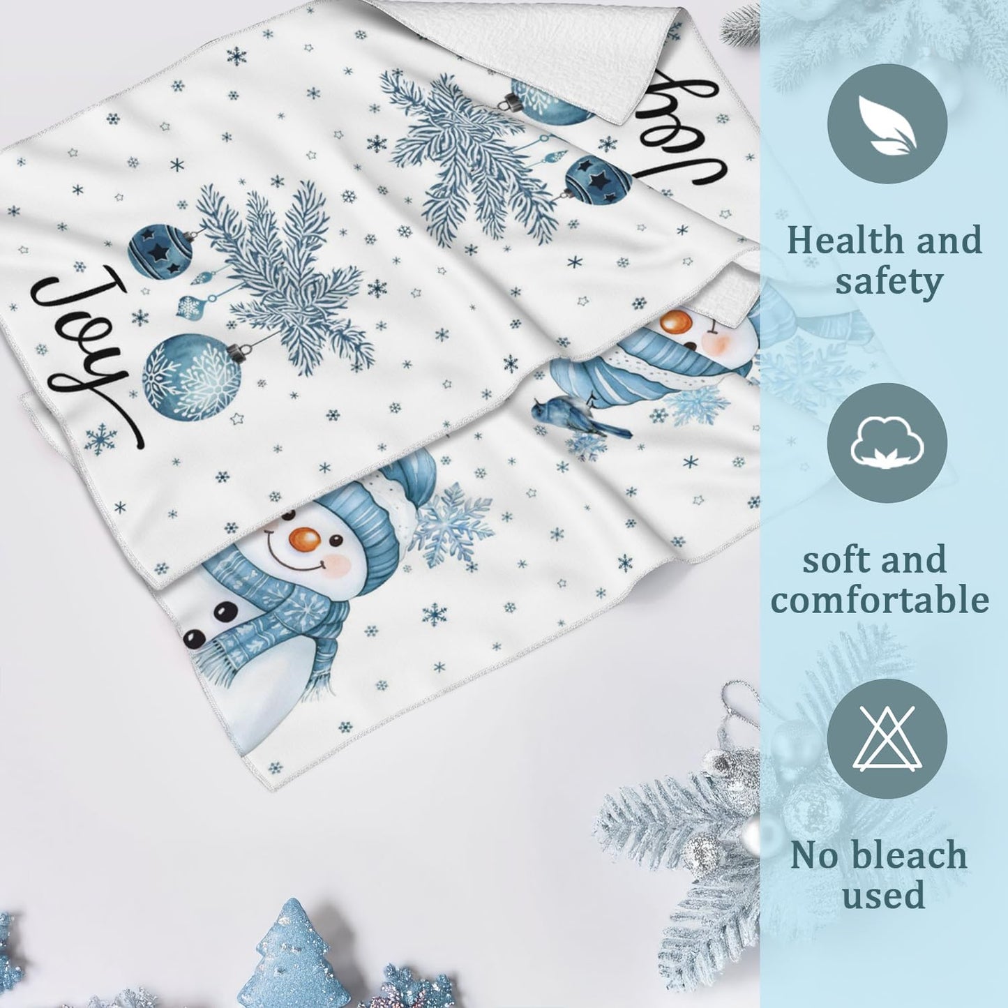 SUZEJHE Christmas Hand Towels for Bathroom Set of 2, Xmas Snowman Joy Bath Hand Towels for Kitchen Home Hotel Gym Spa Yoga Farmhouse Winter…