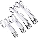 Mudder 4 Pack EZ Grip Nail Clipper Set Sharp Stainless Steel Fingernail and Toenail Clipper Cutters Trimmer Long Handle Travel Nail Kit for Men