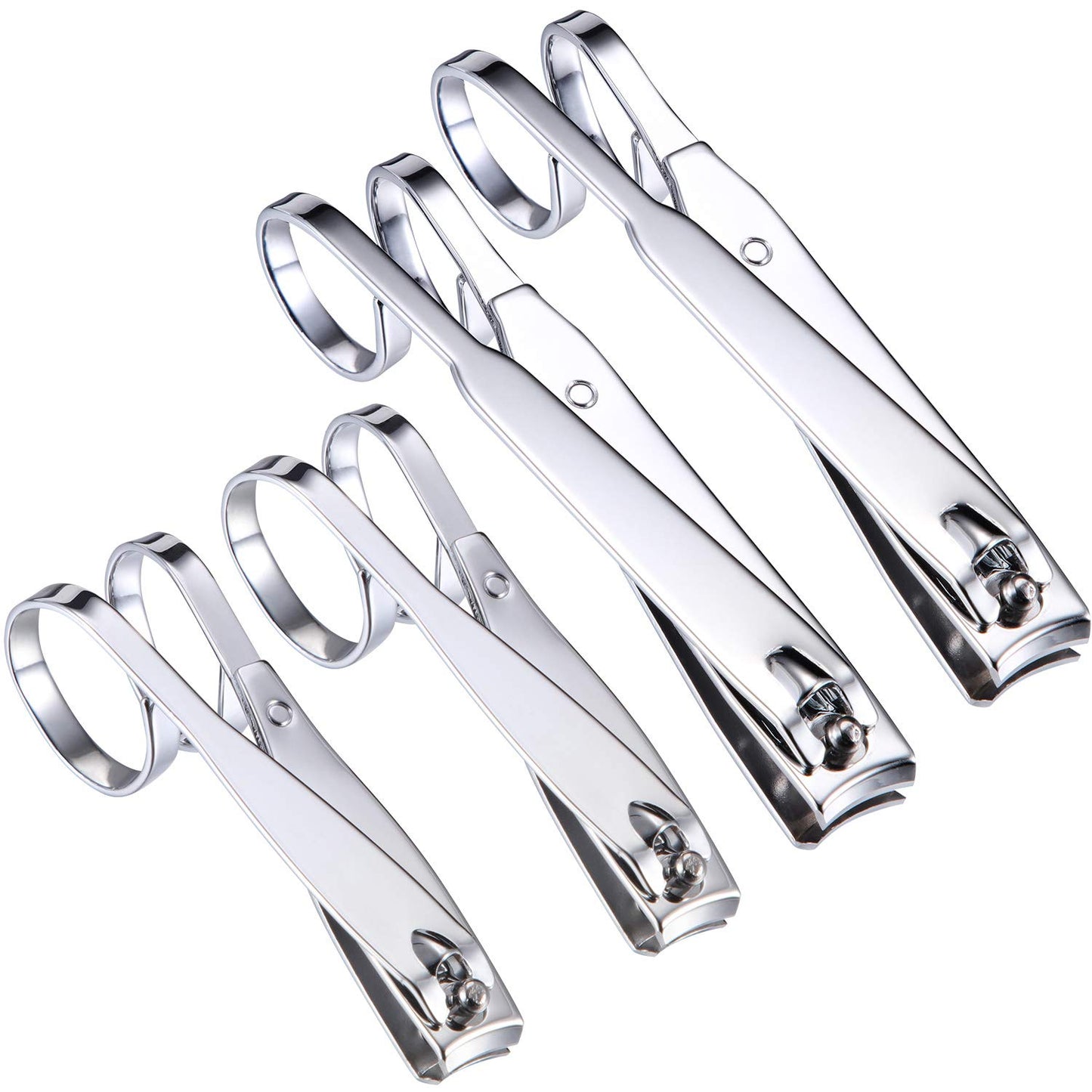 Mudder 4 Pack EZ Grip Nail Clipper Set Sharp Stainless Steel Fingernail and Toenail Clipper Cutters Trimmer Long Handle Travel Nail Kit for Men