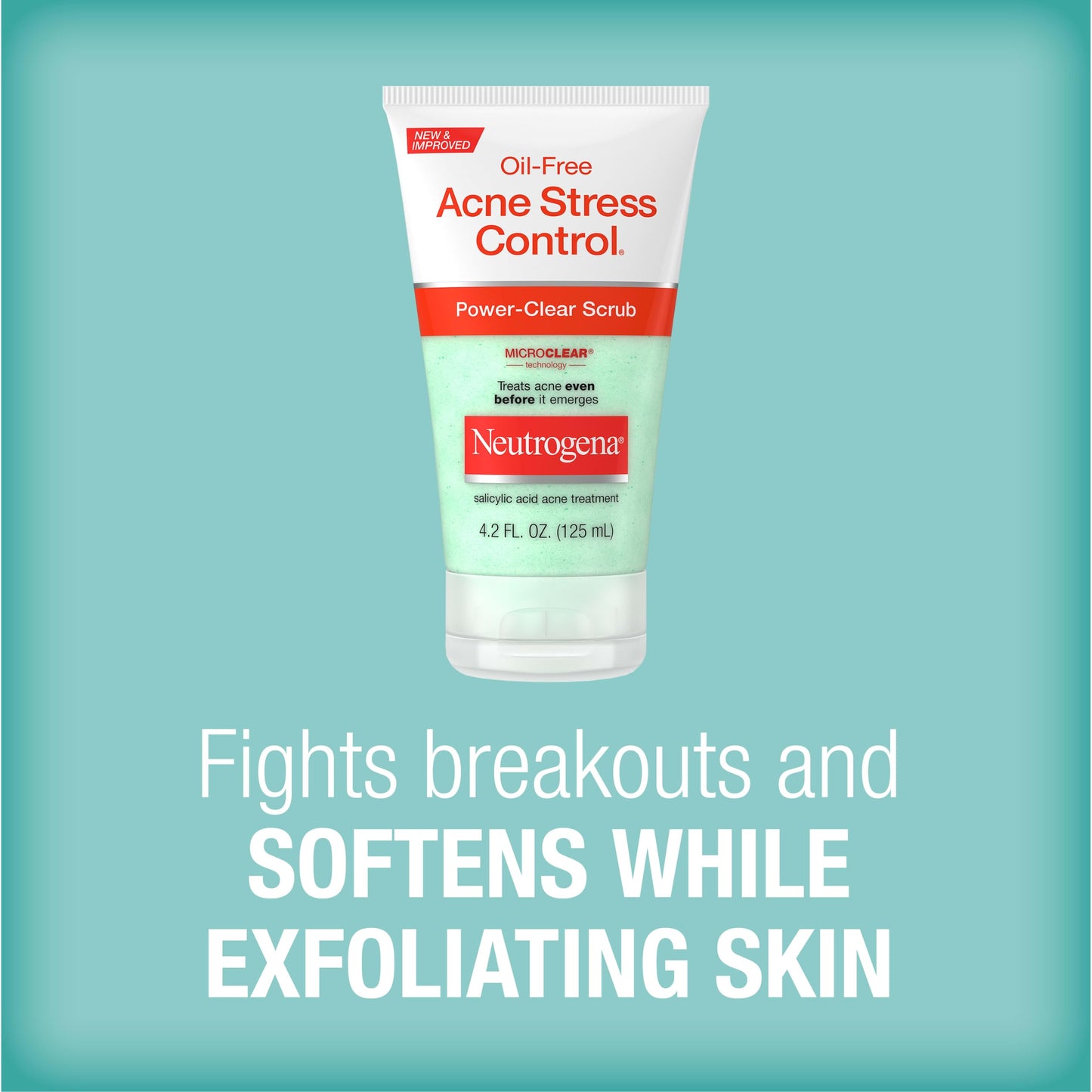 Neutrogena Oil-Free Acne Stress Control Power-Clear Scrub, 2% Salicylic Acid for Acne-Prone Skin, Exfoliating Daily Facial Scrub, 4.2 fl. oz Beauty and Personal Care Neutrogena