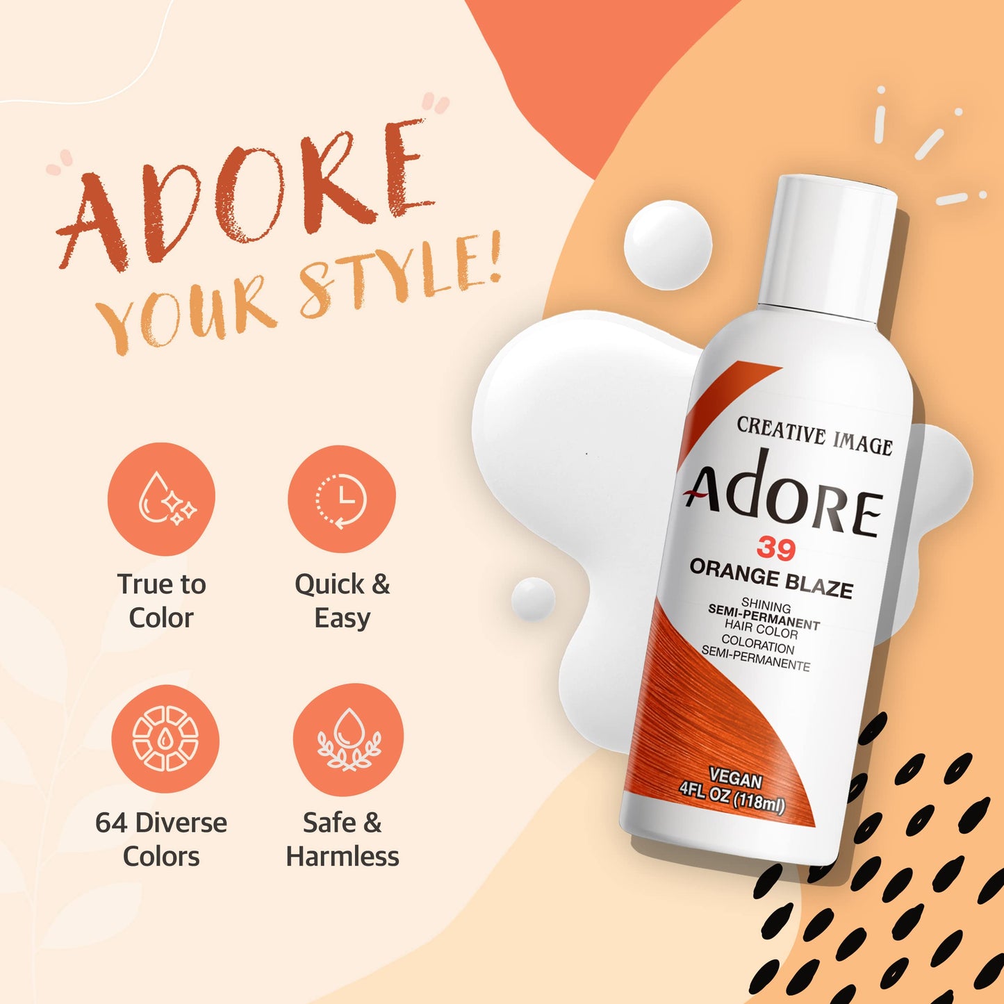 Adore Semi Permanent Hair Color - Vegan and Cruelty-Free Hair Dye - 4 Fl Oz - 070 Raging Red (Pack of 3)