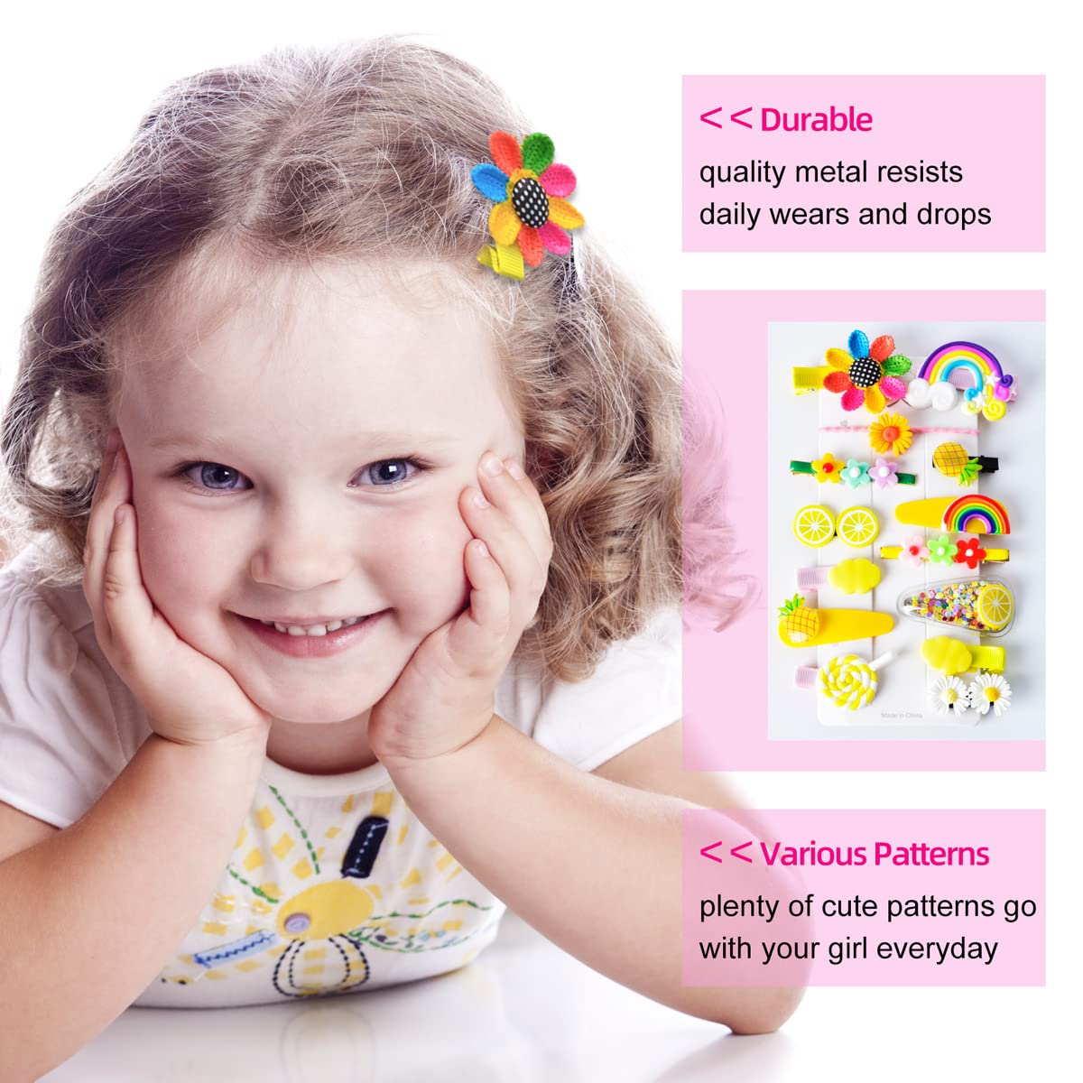 42 Pieces Baby Hair Clips, Hair Pin, Barrettes for Girls, Toddler Girls Hair Accessories, Kids Hair Clips for Styling, Flower Rainbow Candy Fruits