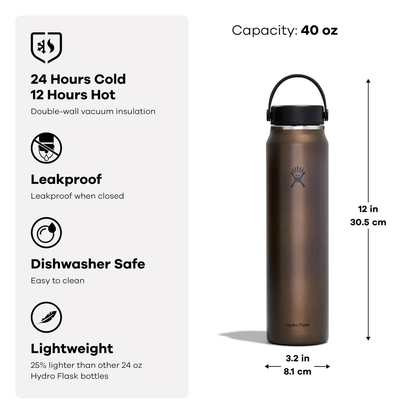 Hydro Flask 32 Oz Lightweight Trail Series Wide Flex Cap Serpentine- Hiking Water Bottle