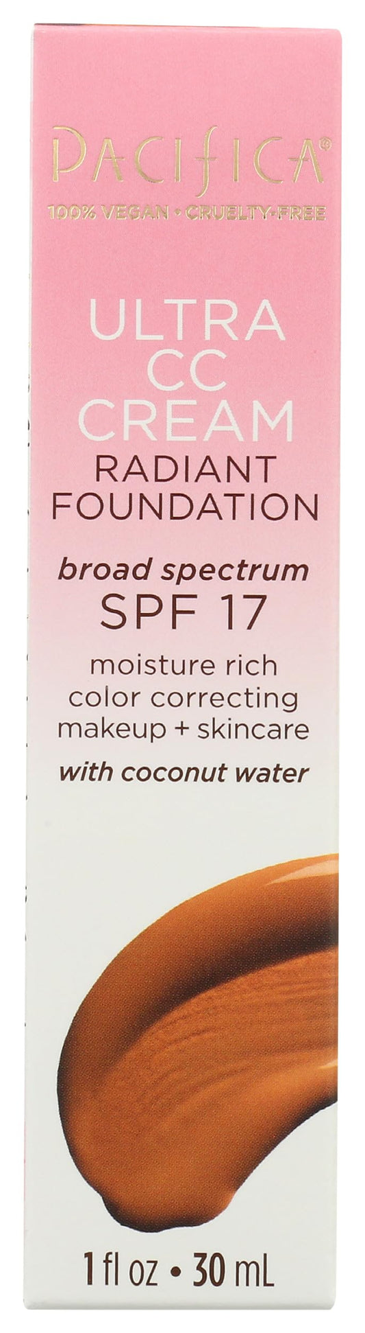 Pacifica Beauty | Ultra CC Cream Radiant Foundation - Warm/Tan | 100% Physical Broad Spectrum SPF 17 | Color Correcting Cream for Radiant Glowing Skin | Clean Makeup | Vegan & Cruelty Free