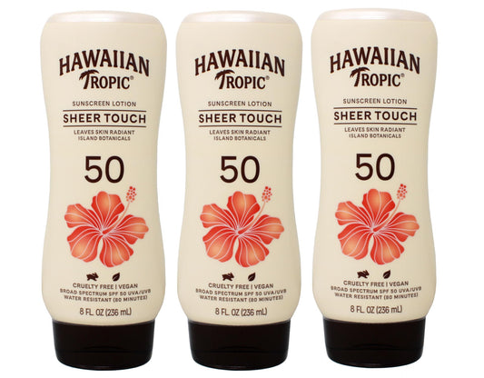 Hawaiian Tropic Sheer Touch Sunscreen SPF 50 Plus 8 oz (Pack of 3)
