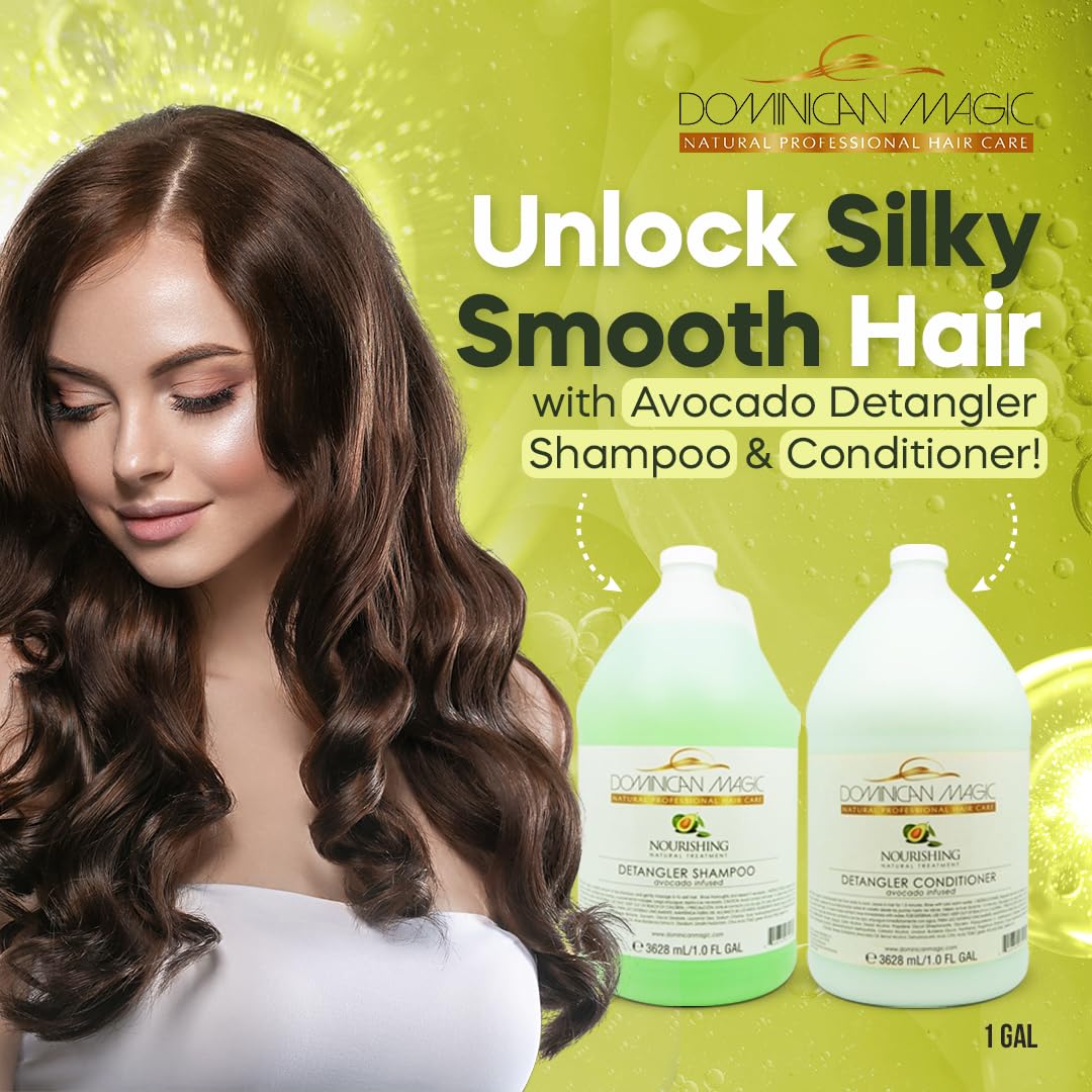 Dominican Magic Avocado Detangler Shampoo & Conditioner - 1-Gallon Duo Set - Deep Moisture & Strength for All Hair Types- Tangle-Free Hair, Salon