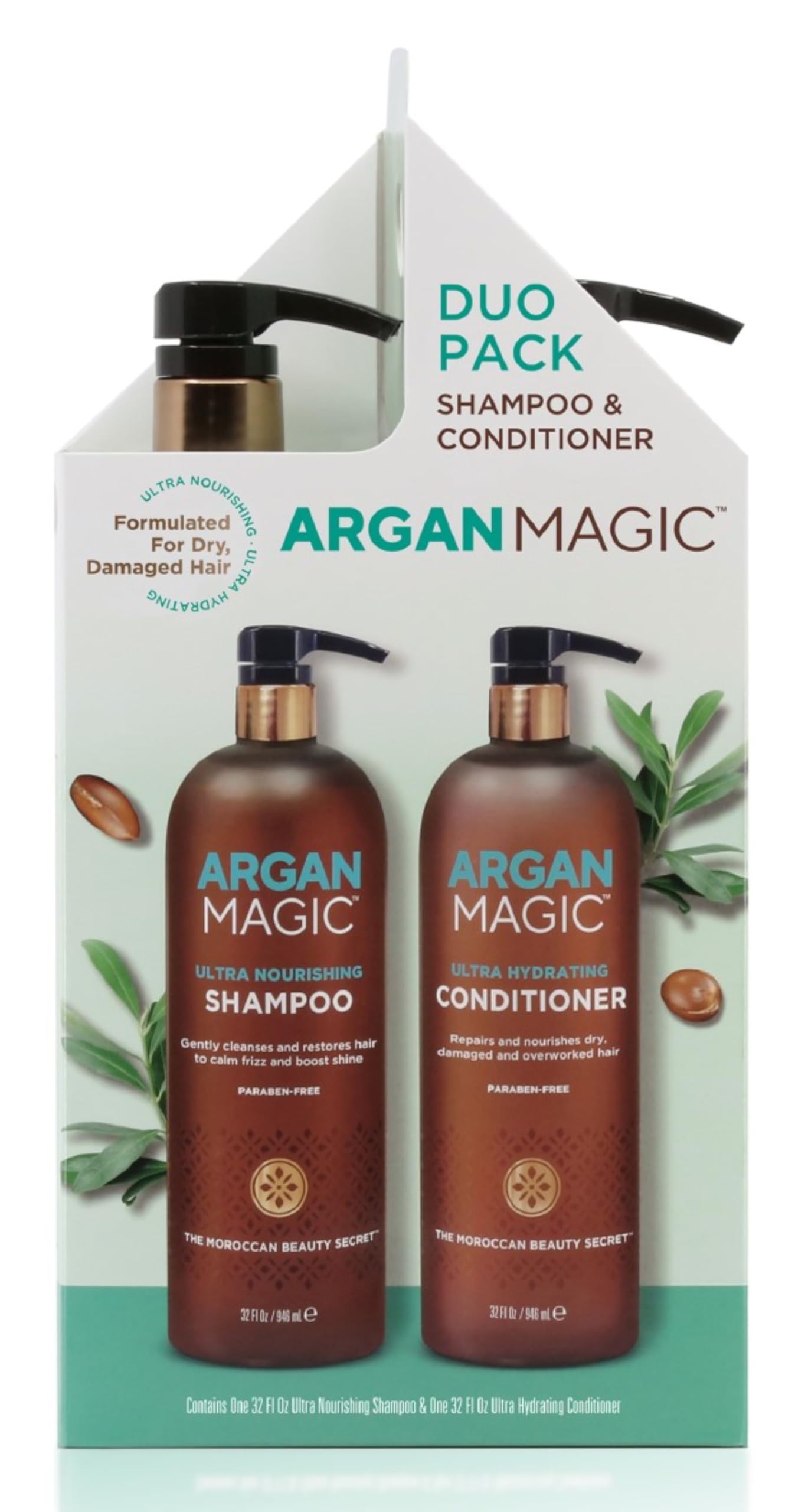 Argan Magic Ultra Shampoo and Conditioner Combo Pack for Dry and Damaged Hair - Revives & Dehydrated Brittle Hair | Detangles, Smooths & Softens |