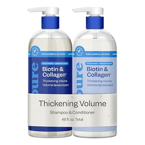 Renpure Biotin & Collagen Shampoo & Conditioner Set, Plant- Based - Nutrient Infused Formulas for Fuller, Thicker Looking Hair - For Fine Hair