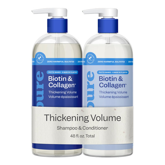 Renpure Biotin & Collagen Shampoo & Conditioner Set, Plant- Based - Nutrient Infused Formulas for Fuller, Thicker Looking Hair - For Fine Hair