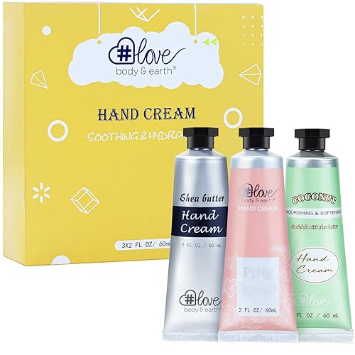 Body & Earth # Love Hand Cream Gift Set, Hand Lotion for Women, Christmas Gifts for Women, Travel Size Hand Lotion Set 3x2.0 oz, Shea Butter Argan Oil