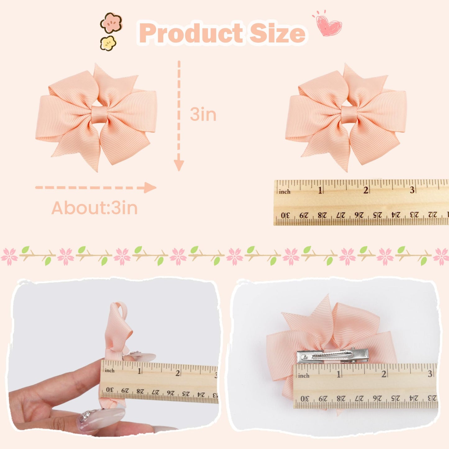 CÉLLOT 40Pcs 3 Inch Boutique Grosgrain Ribbon Pinwheel Hair Bows Alligator Clips For Girls Toddlers Accessories Teens Gifts In Pairs
