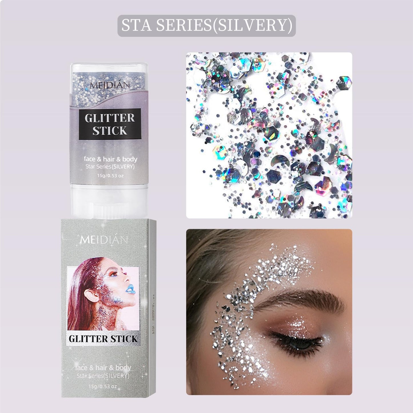 Silver Body Glitter Stick Sparkle Body Glitter for Women Glitter Face Paint for Party Festival Accessories Glitter