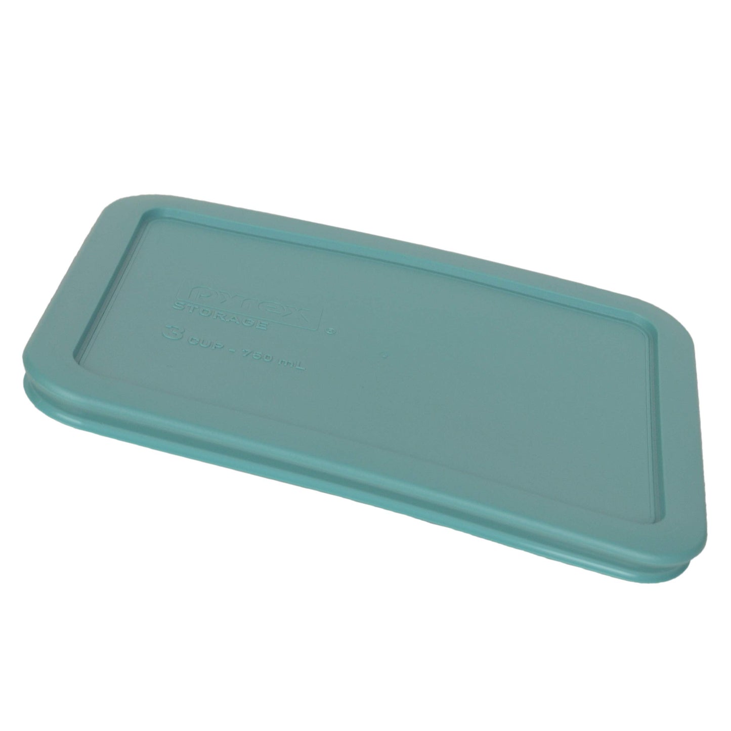 Pyrex 7210-PC 3-Cup Turquoise Rectangle Plastic Food Storage Lid, Made in the USA - 4 Pack