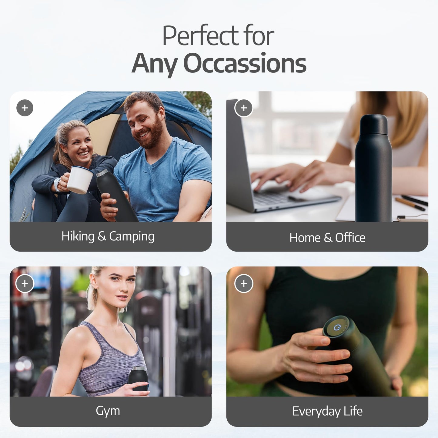 UVBRITE UV self-Cleaning and Water-Purifying Bottle TT-B02-18.6 Ounce Insulated Rechargeable Stainless-Steel Tumbler with Safety Lock Prevents…