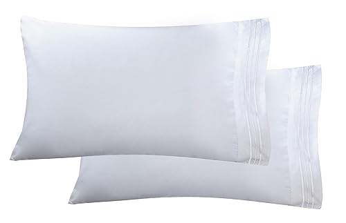 Elegant Comfort Luxury Ultra-Soft 2-Piece Pillowcase Set - 1500 Premium Hotel Quality Microfiber Double Brushed - Wrinkle Resistant, King Size, White Home & Kitchen Elegant Comfort