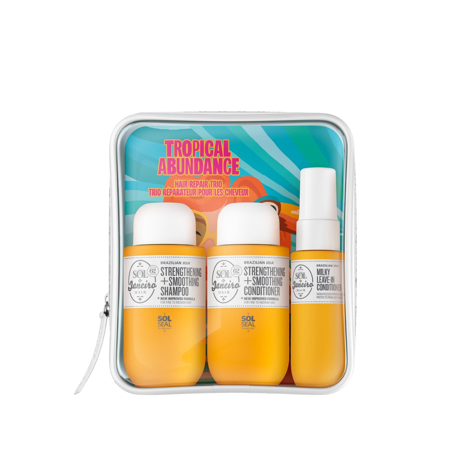 Sol de Janeiro Tropical Abundance Hair Repair Trio Travel Set | Jet Set | Sulfate Free Brazilian Joia Shampoo and Conditioner | Leave In Conditioner