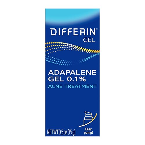 Differin Acne Treatment Gel, 30 Day Supply, Retinoid Treatment for Face with 0.1% Adapalene, Gentle Skin Care for Acne Prone Sensitive Skin, 15g Pump